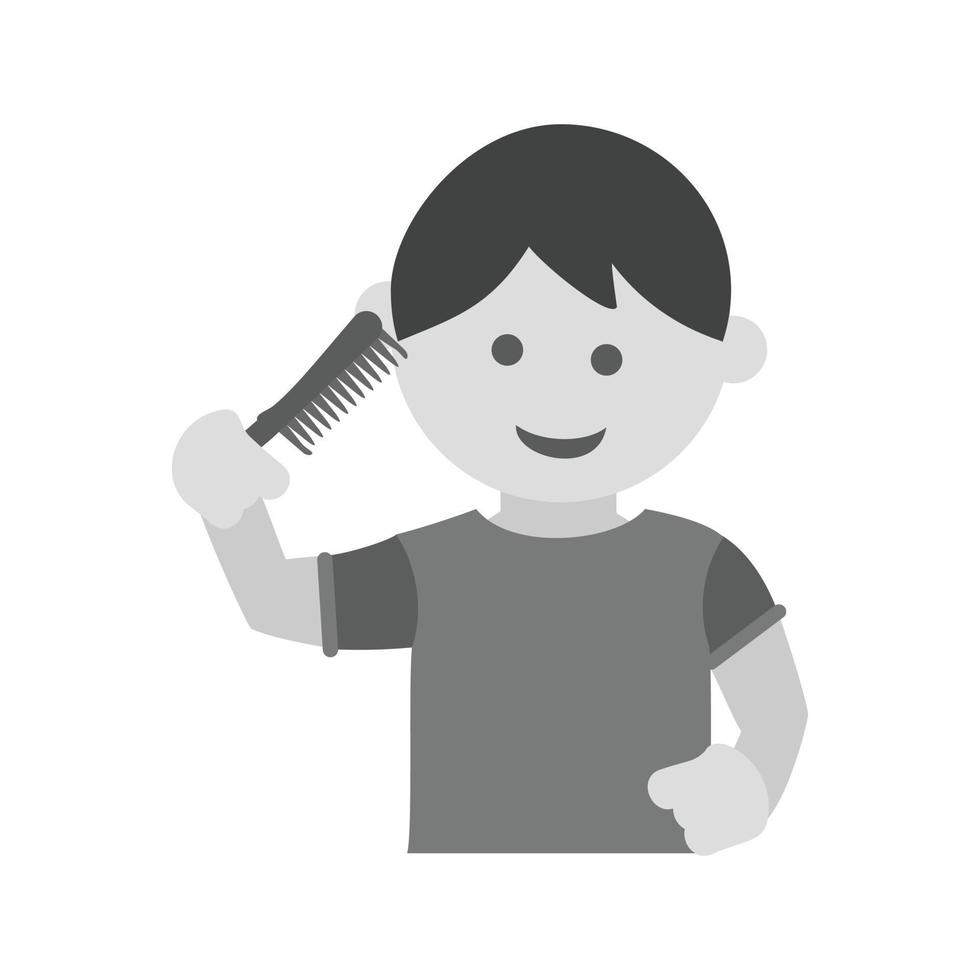 Brushing Hair Flat Greyscale Icon vector