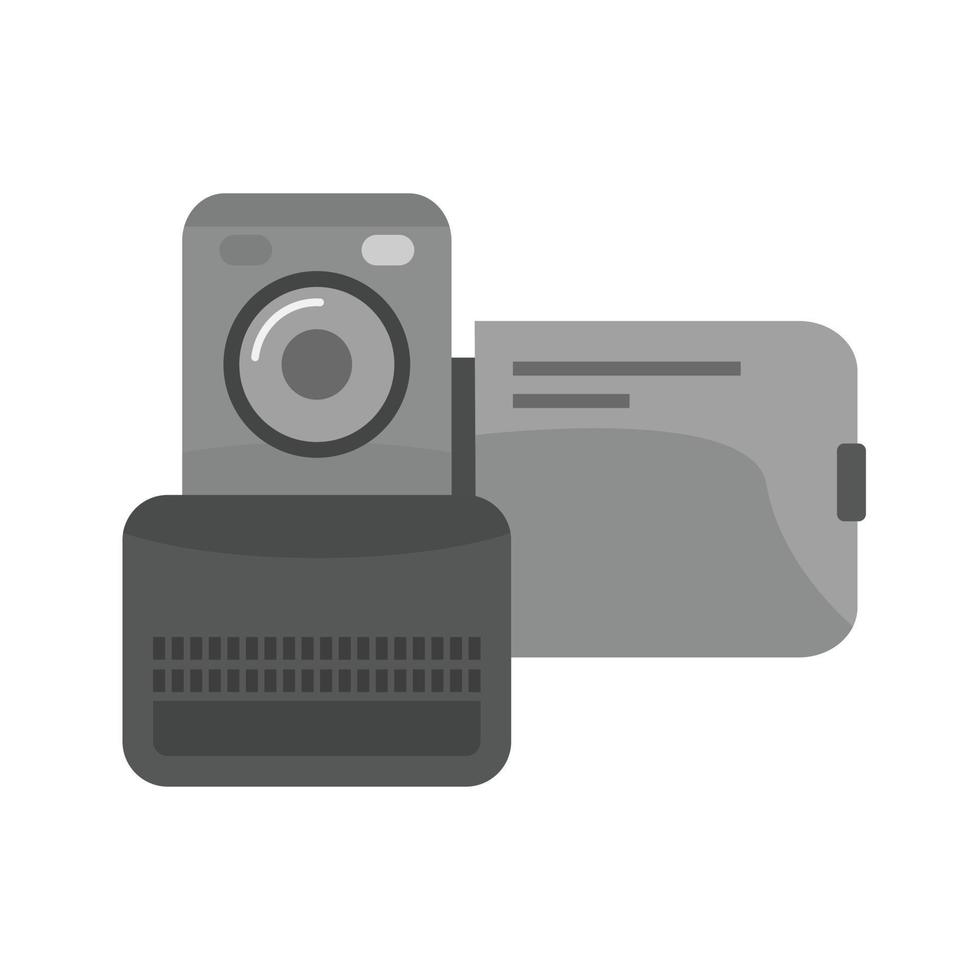 icono de escala de grises plana de cámara de video vector