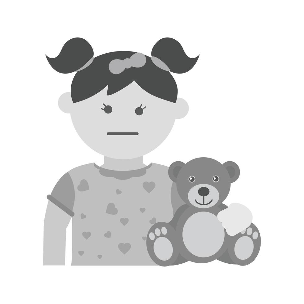 Holding Teddy Bear Flat Greyscale Icon vector