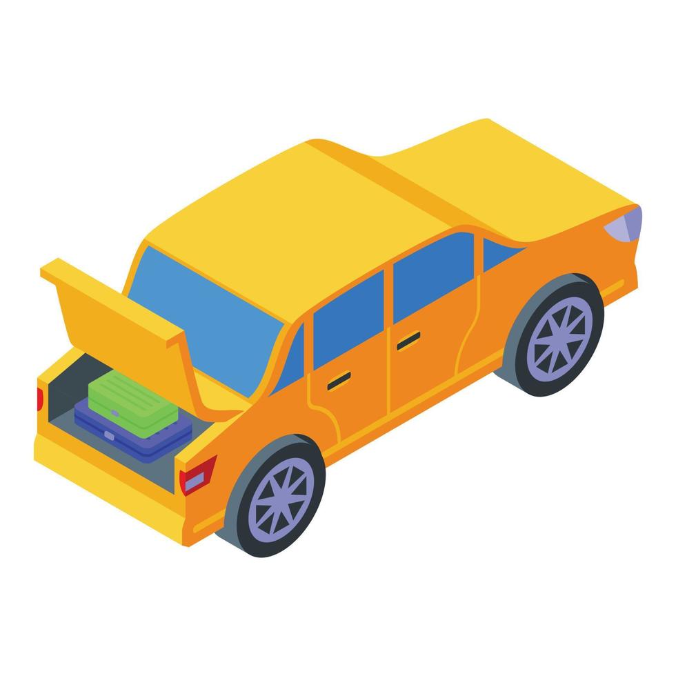 sedán, tronco, coche, icono, isométrico, estilo vector