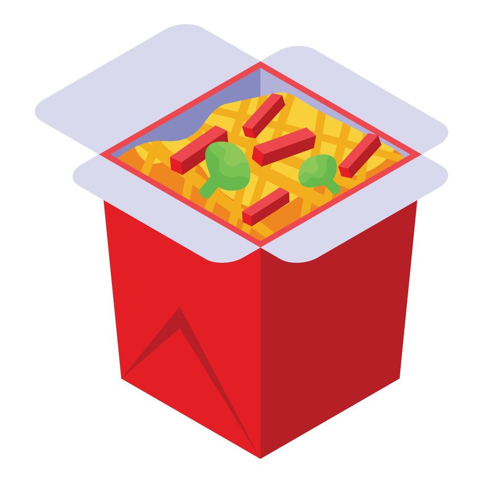 icono de caja wok, estilo isométrico vector