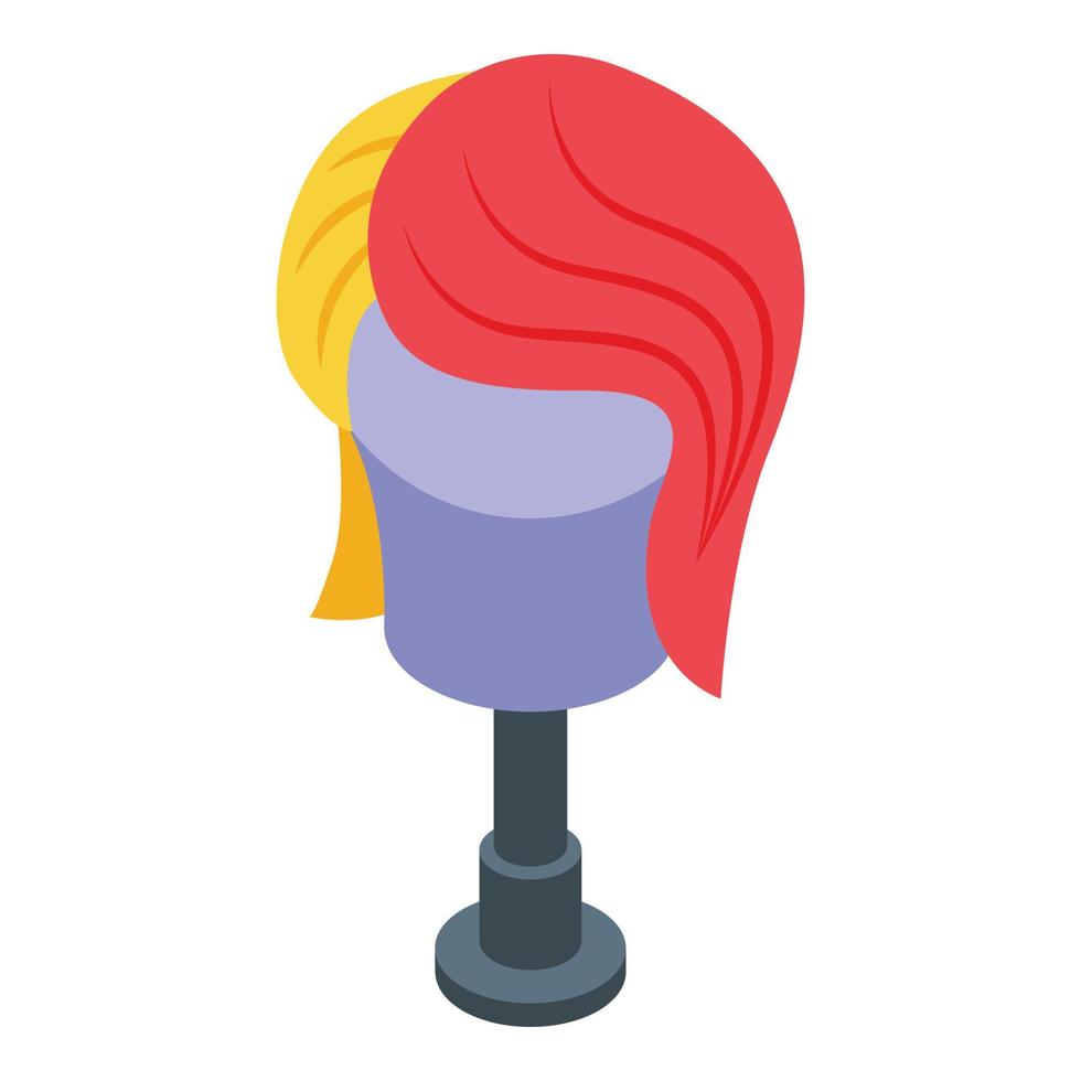 Multicolored wig icon, isometric style vector