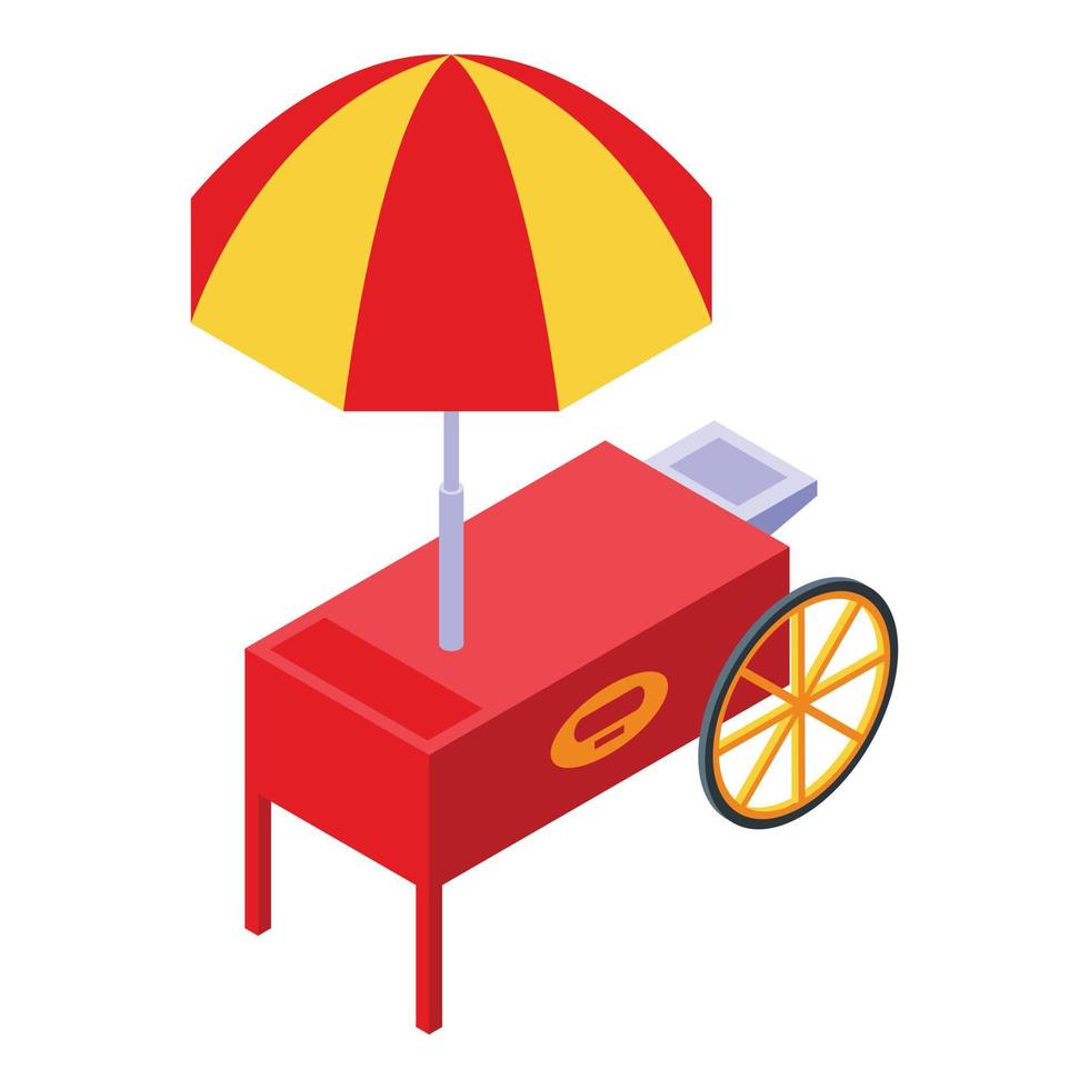 Cart with fast food icon, isometric style vector