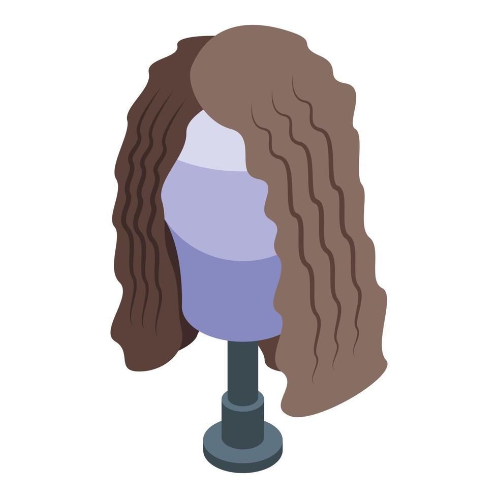 Curly wig icon, isometric style vector
