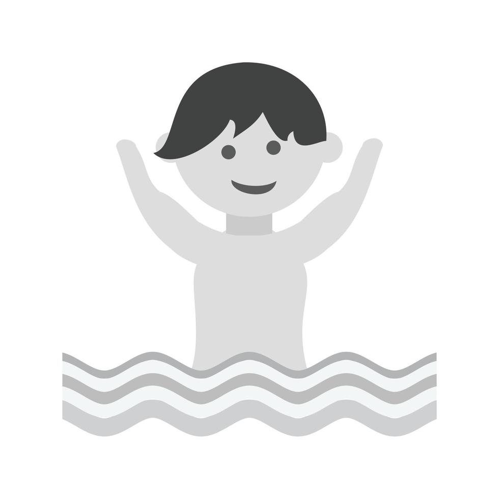 icono de natación plana en escala de grises vector