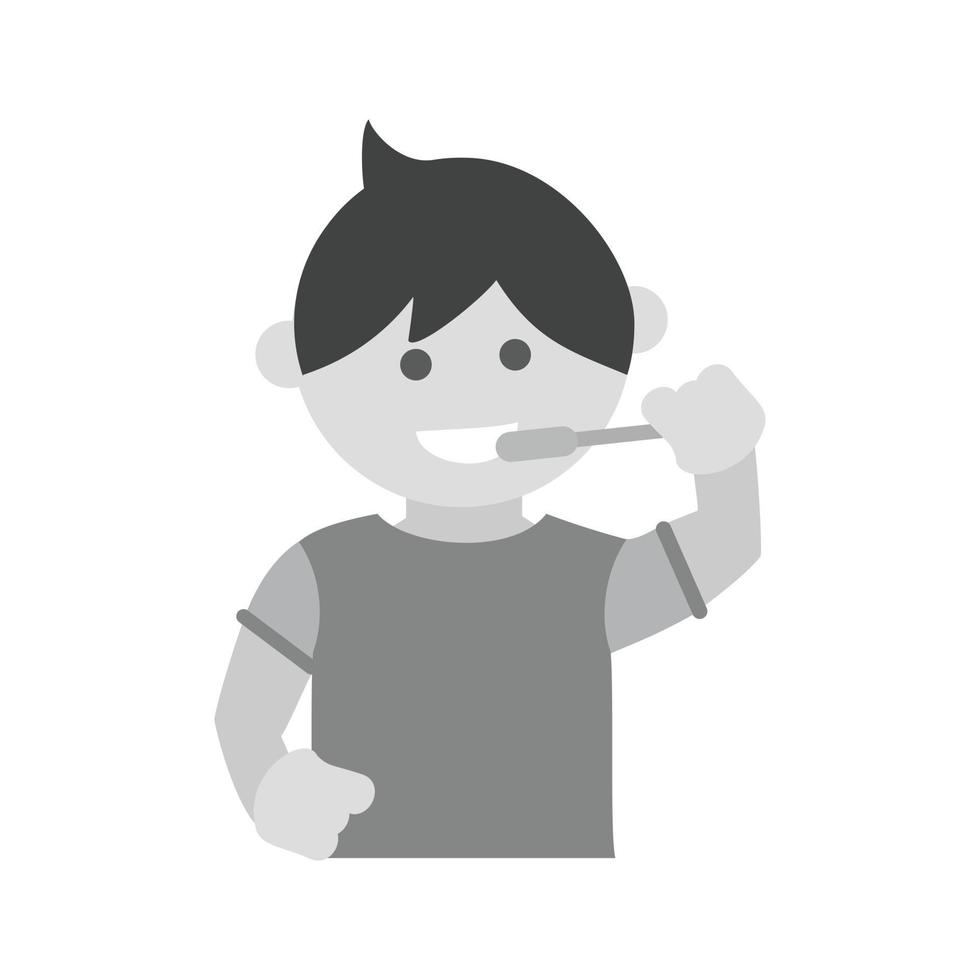 Brushing Teeth Flat Greyscale Icon vector