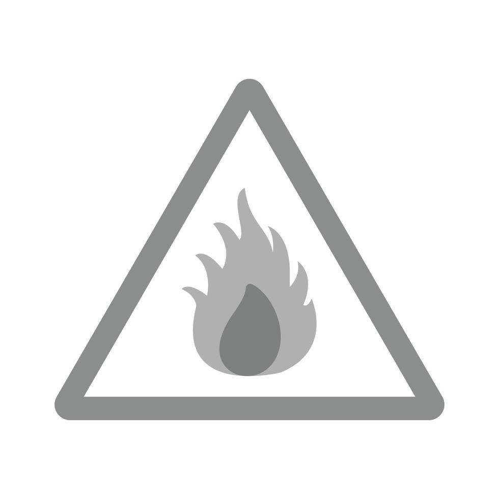 icono de escala de grises plana de material inflamable vector