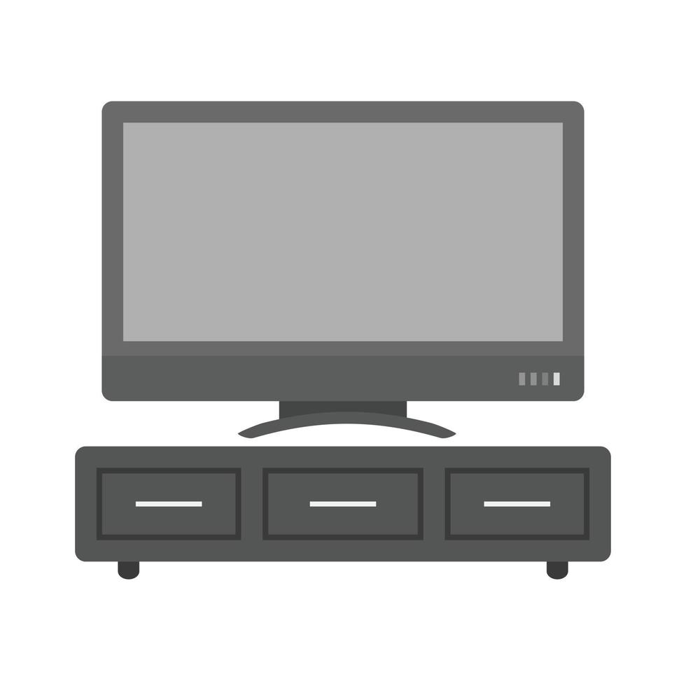 icono de televisión plana en escala de grises vector
