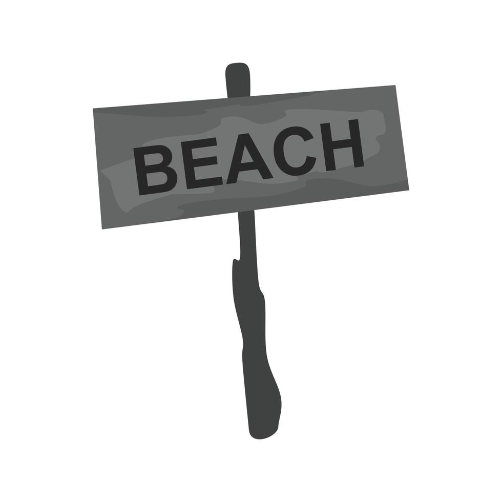 Beach Sign Flat Greyscale Icon vector