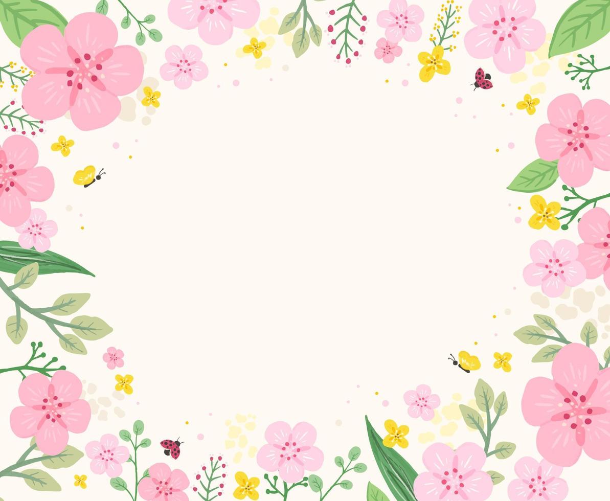 Handrawn Freehand Spring Border Background vector