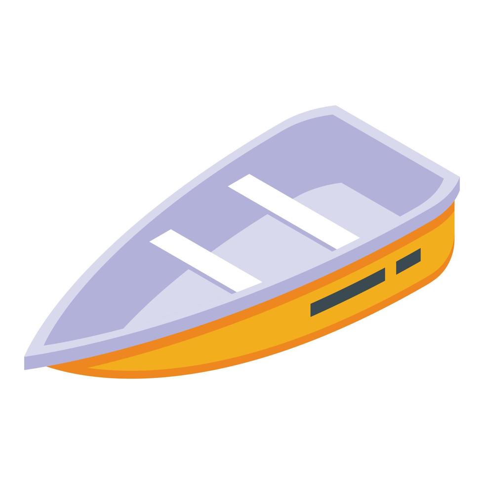 Wood rescue boat icon, isometric style vector