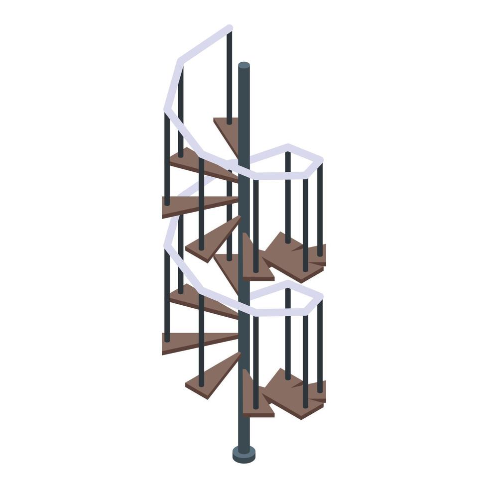 Interior spiral staircase icon, isometric style vector