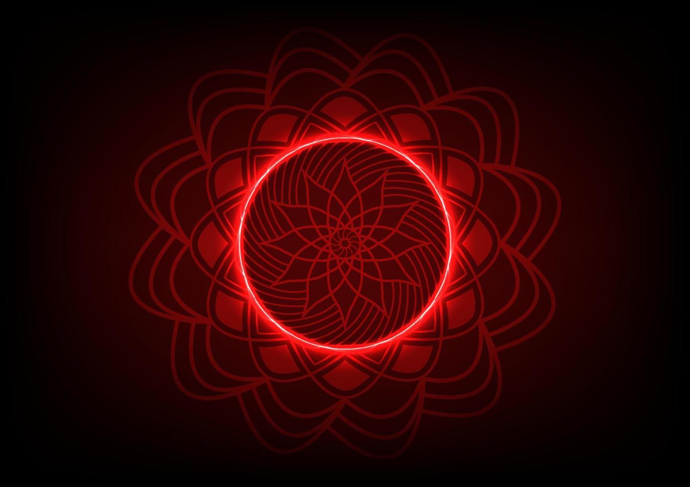 Abstract light line red pattern mandala flower center background vector