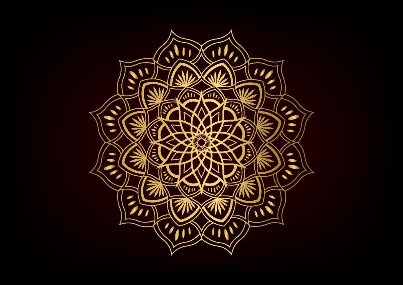 Golden floral center mandala luxury background vector