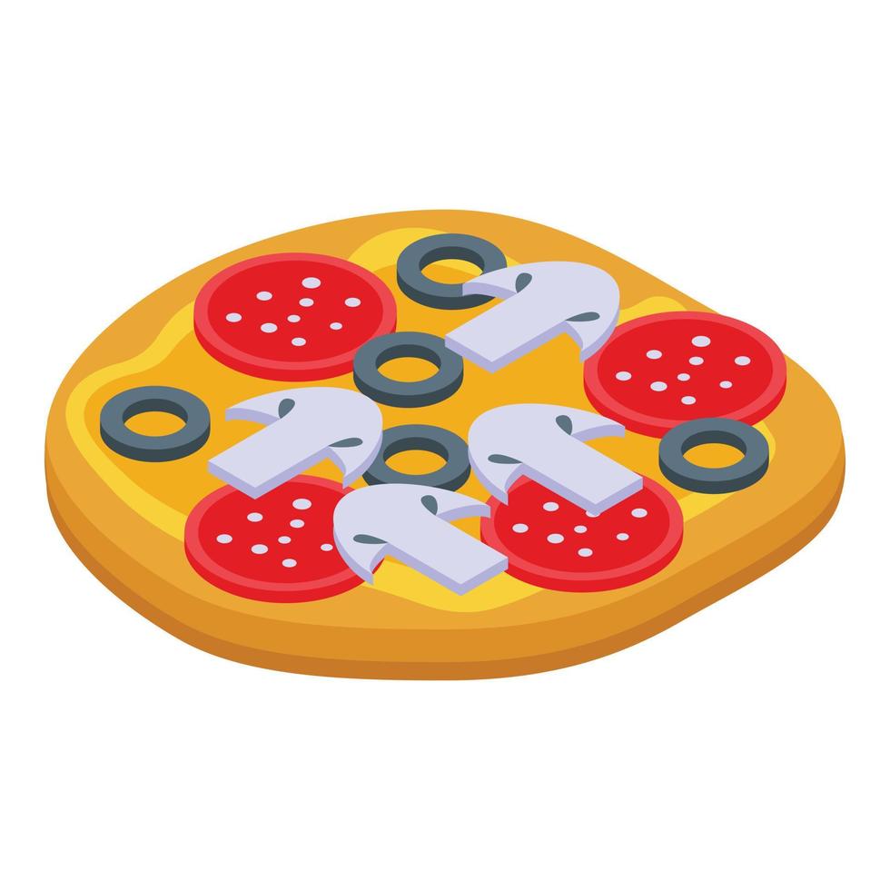 icono de pizza de pan de pita, estilo isométrico vector
