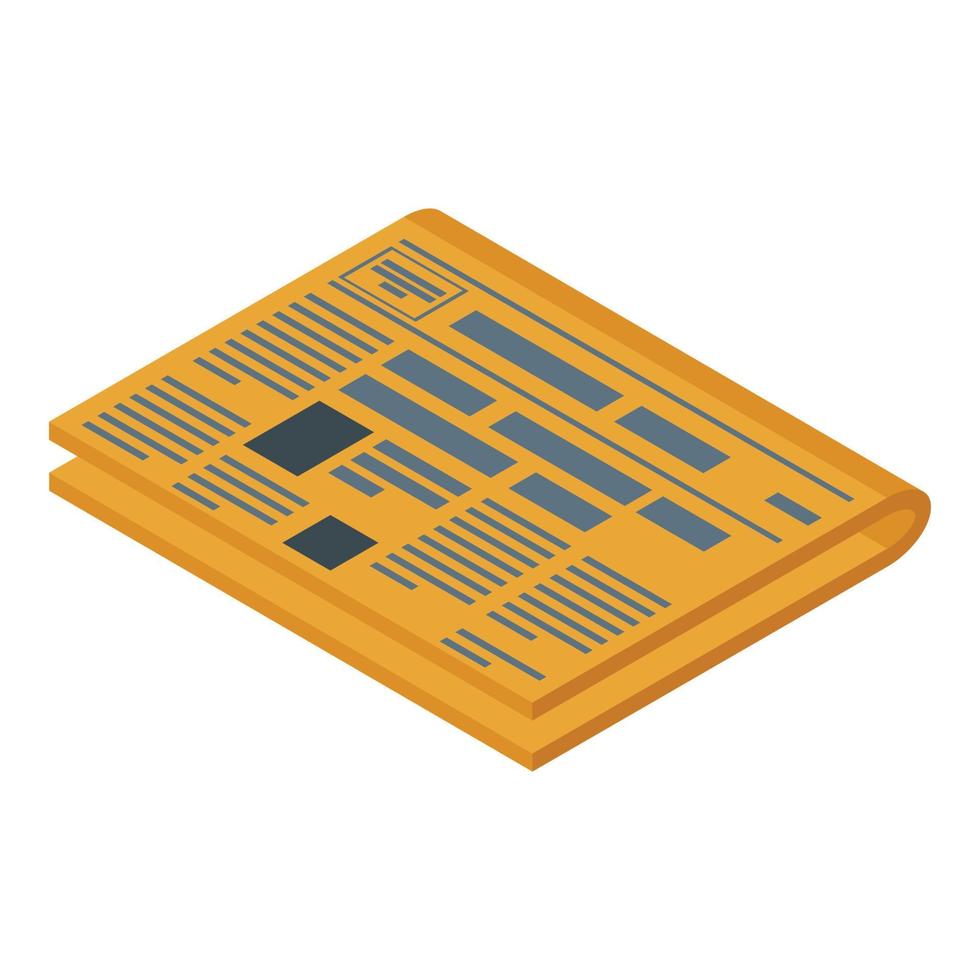Old newspaper icon, isometric style vector