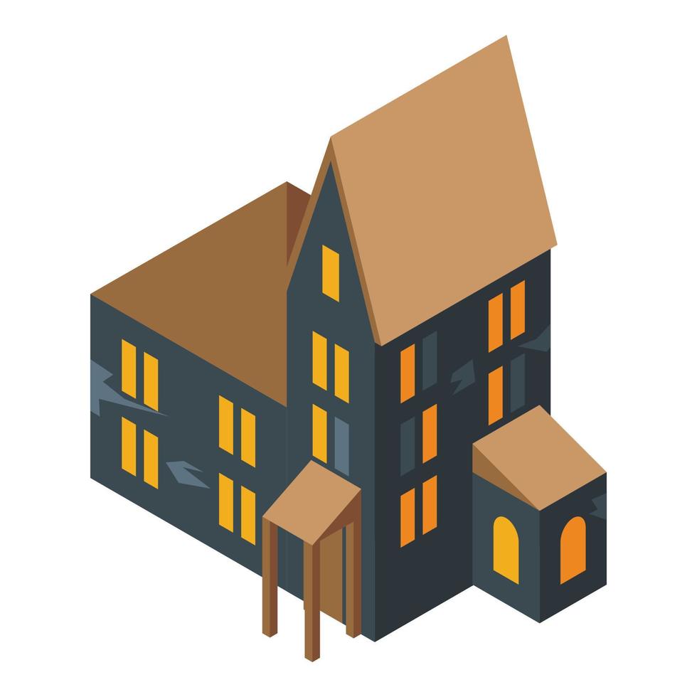 Creepy big house icon, isometric style vector