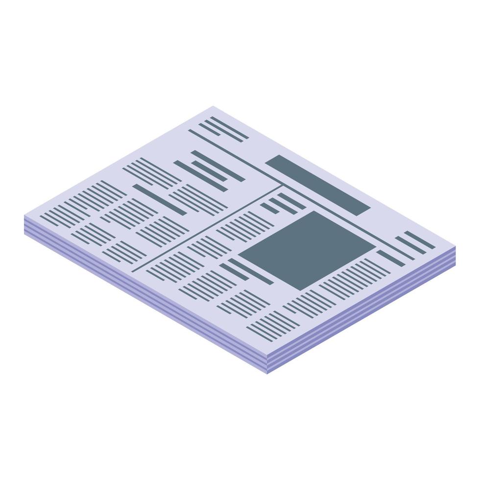 Modern newspaper icon, isometric style vector