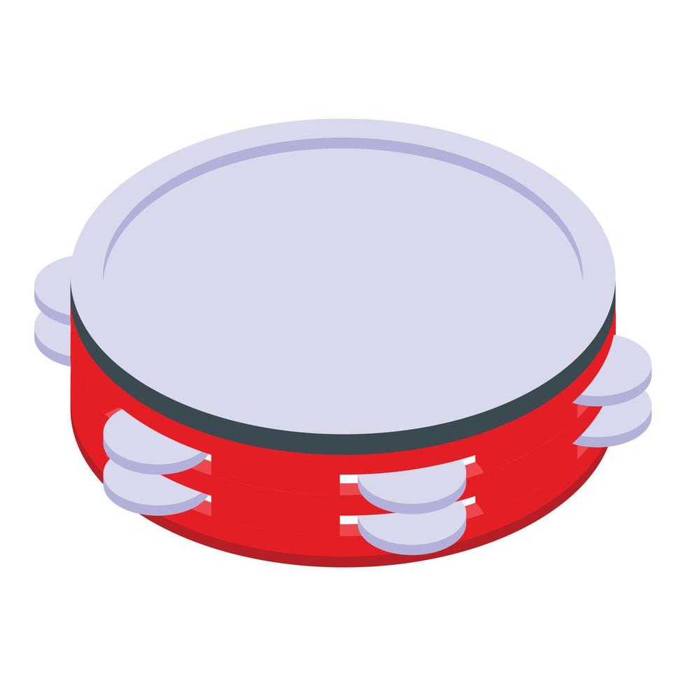 Feast tambourine icon, isometric style vector