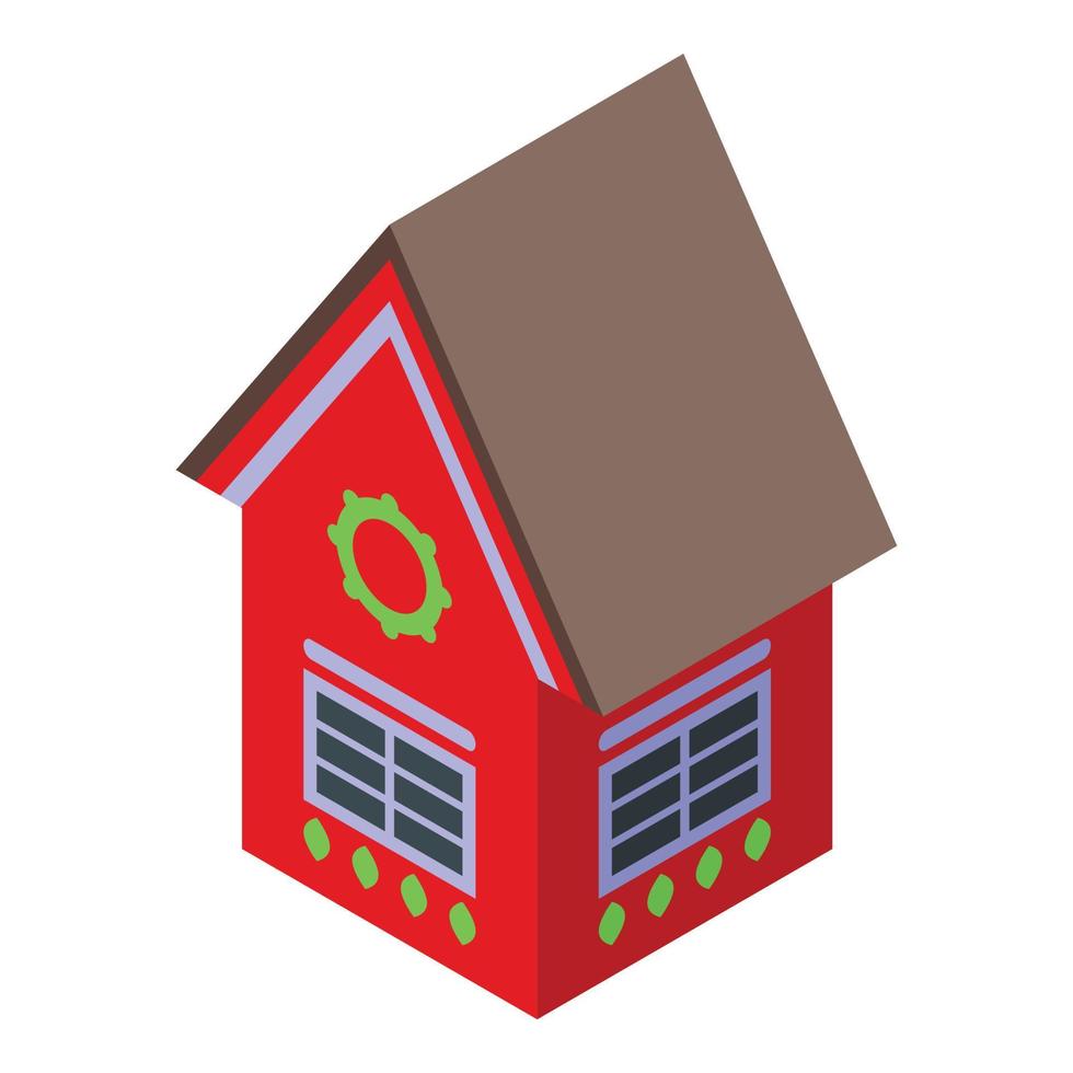 Sweet gingerbread house icon, isometric style vector