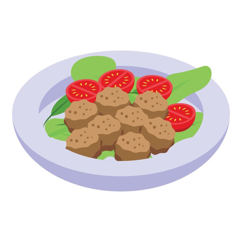 Falafel salad icon, isometric style vector