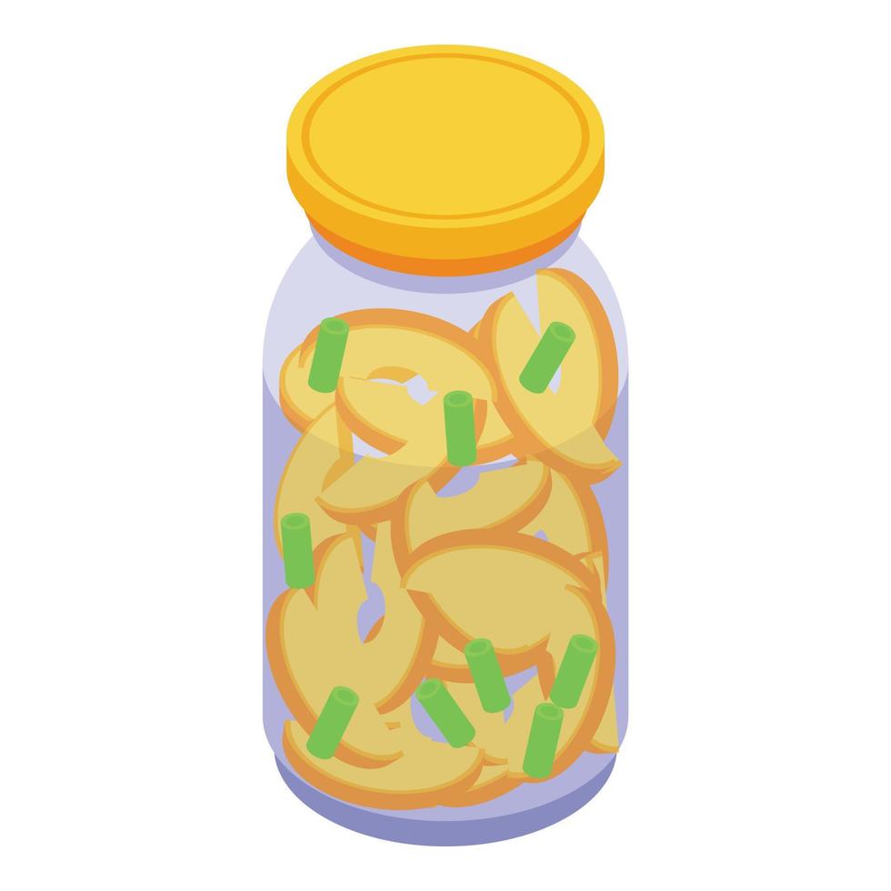Pickled peach slices icon, isometric style vector