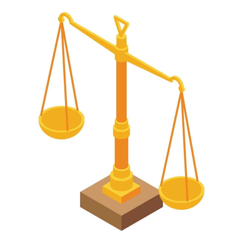 Justice scale icon, isometric style vector