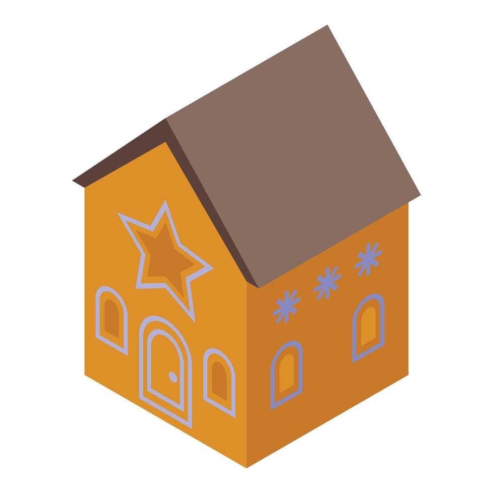Festive gingerbread house icon, isometric style vector