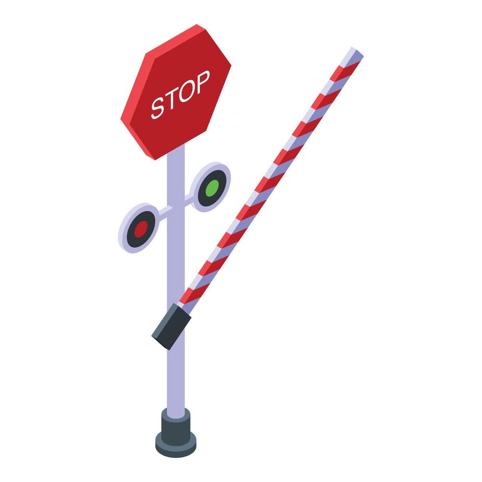 icono de barrera de señal de stop, estilo isométrico vector