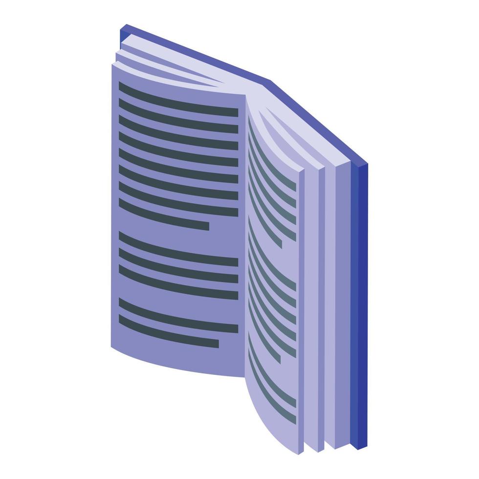 Paper book icon, isometric style vector