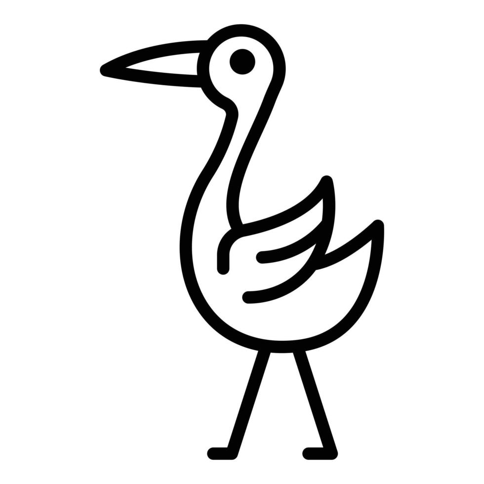 Standing stork icon, outline style vector