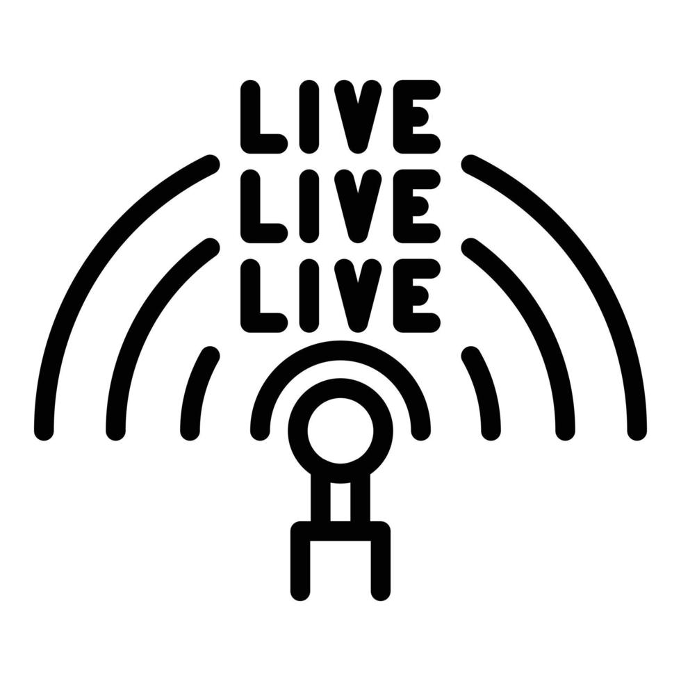 Broadcast live stream icon, outline style vector