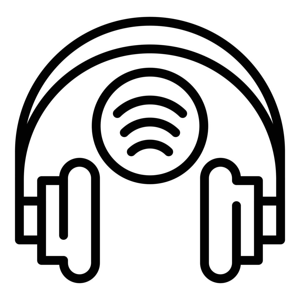 Wireless headphones stream icon, outline style vector