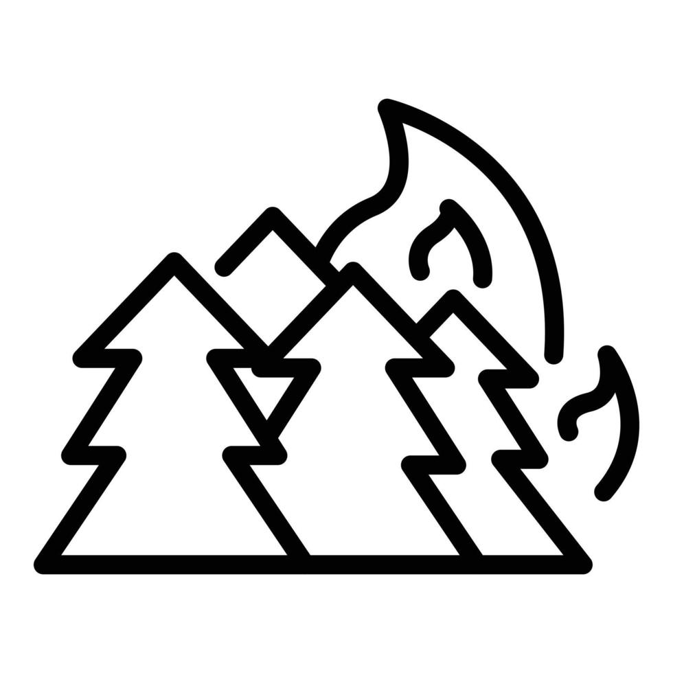 Forest in fire icon, outline style vector