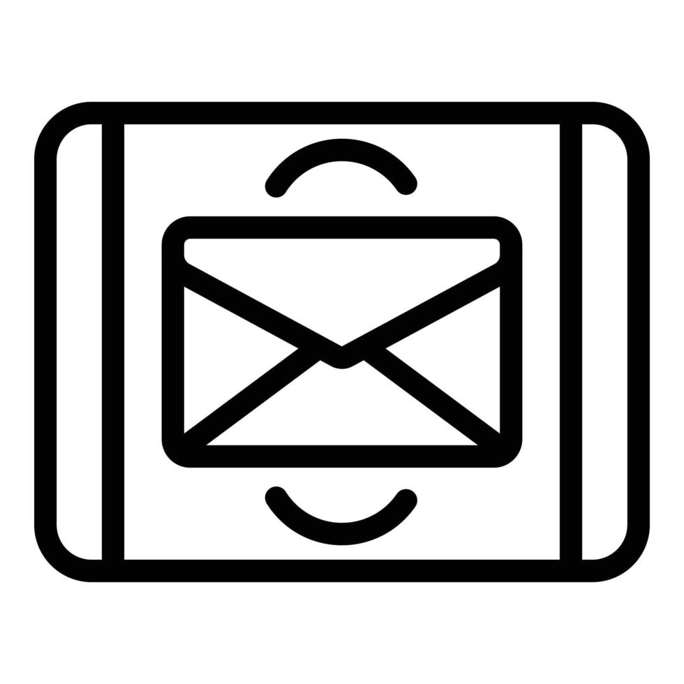 icono de solicitud de correo de tableta, estilo de esquema vector