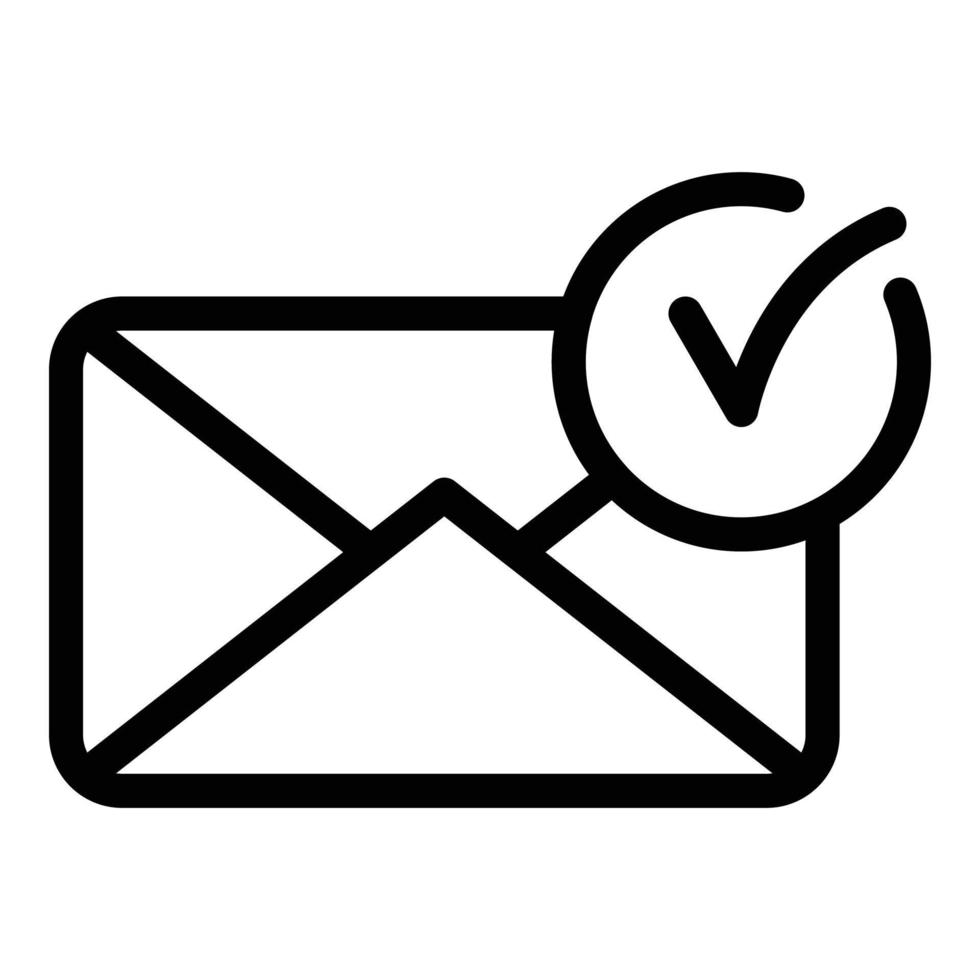 Approved envelope icon, outline style vector