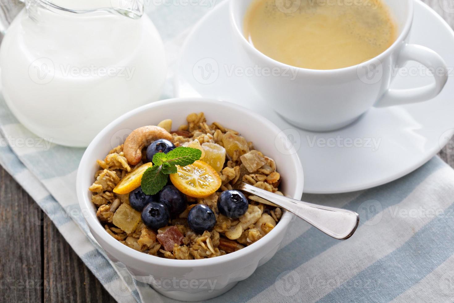 Homemade granola in a bowl photo