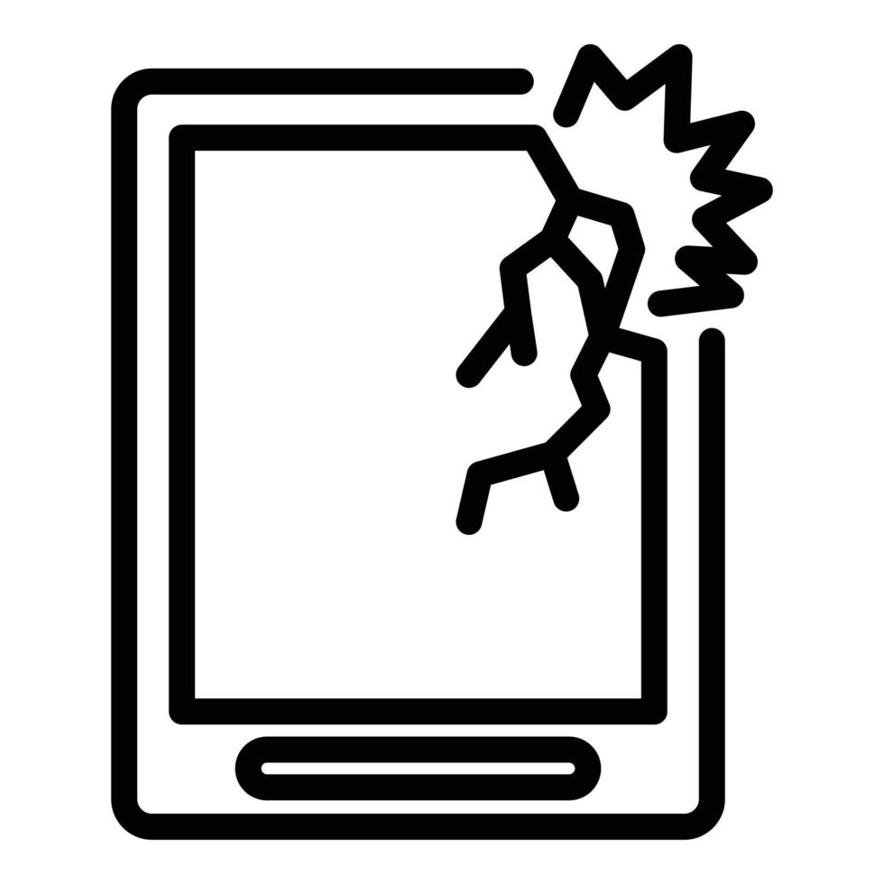 Crash tablet device icon, outline style vector