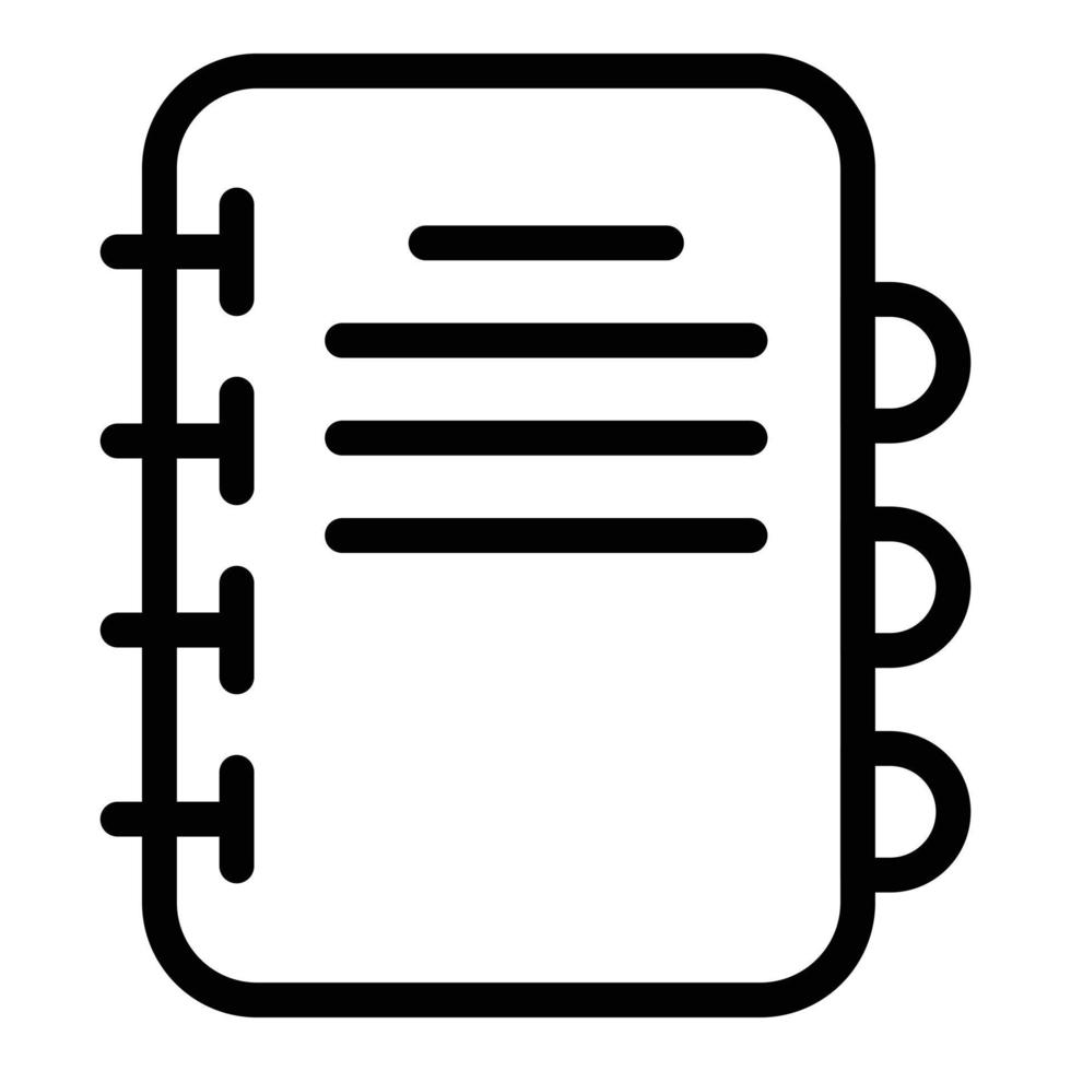 Paper notebook icon, outline style vector
