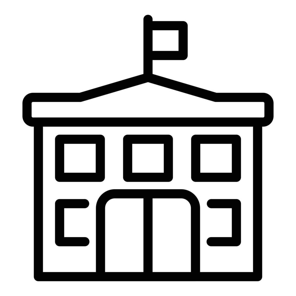 School building icon, outline style vector