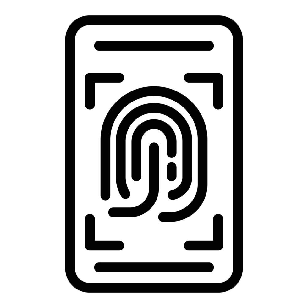 Finger print phone icon, outline style vector