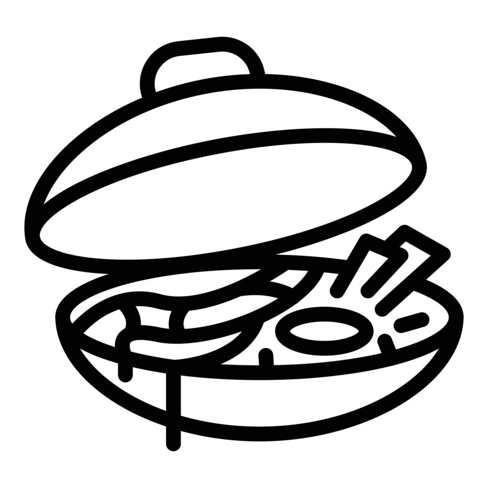 Wok menu tray icon, outline style vector