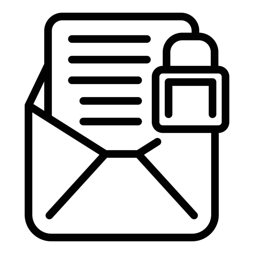 Email locked icon, outline style vector