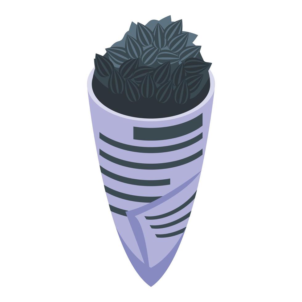 Sunflower seed full paper icon, isometric style vector