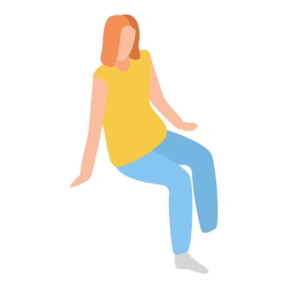 Sit woman icon, isometric style vector