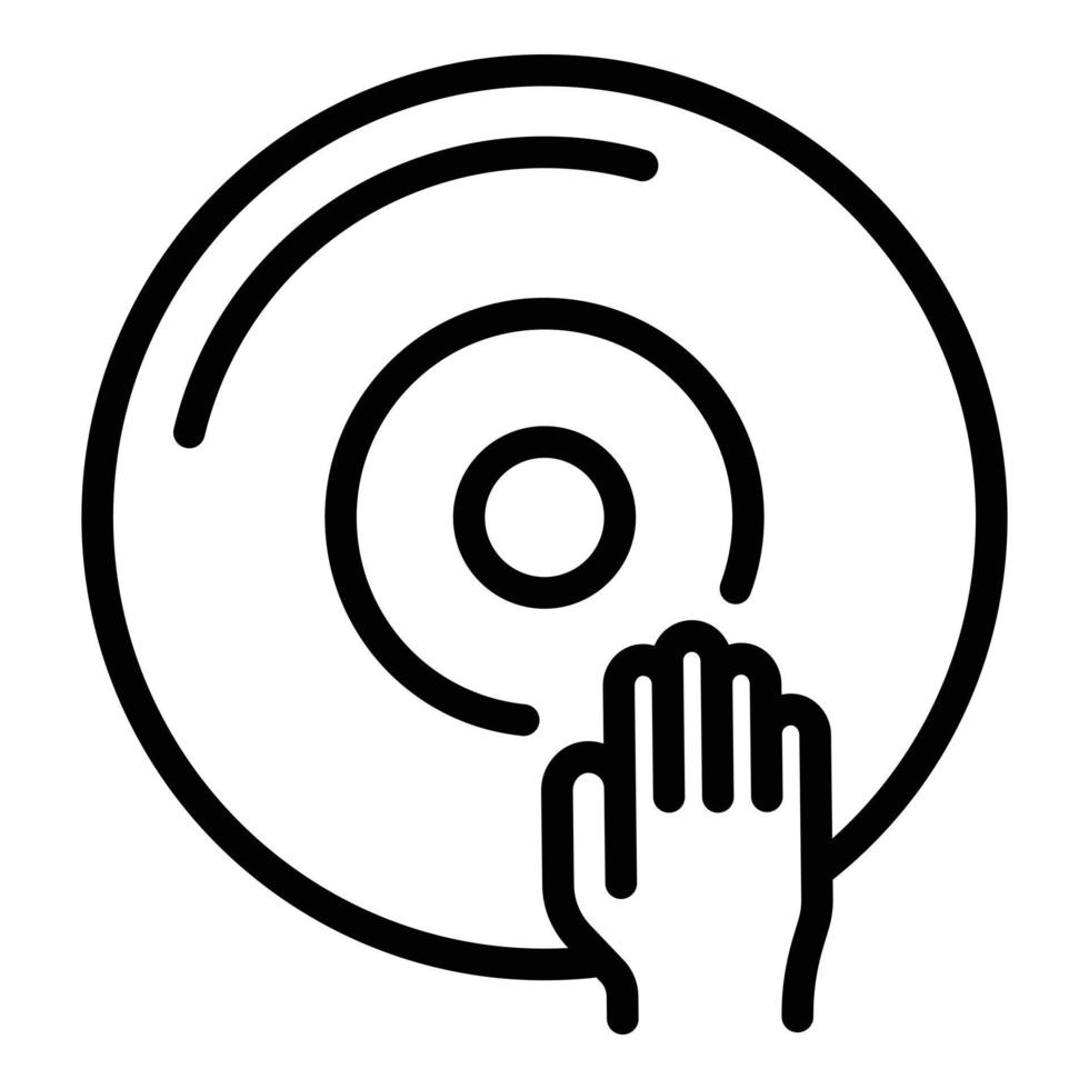 Dj disc icon, outline style vector