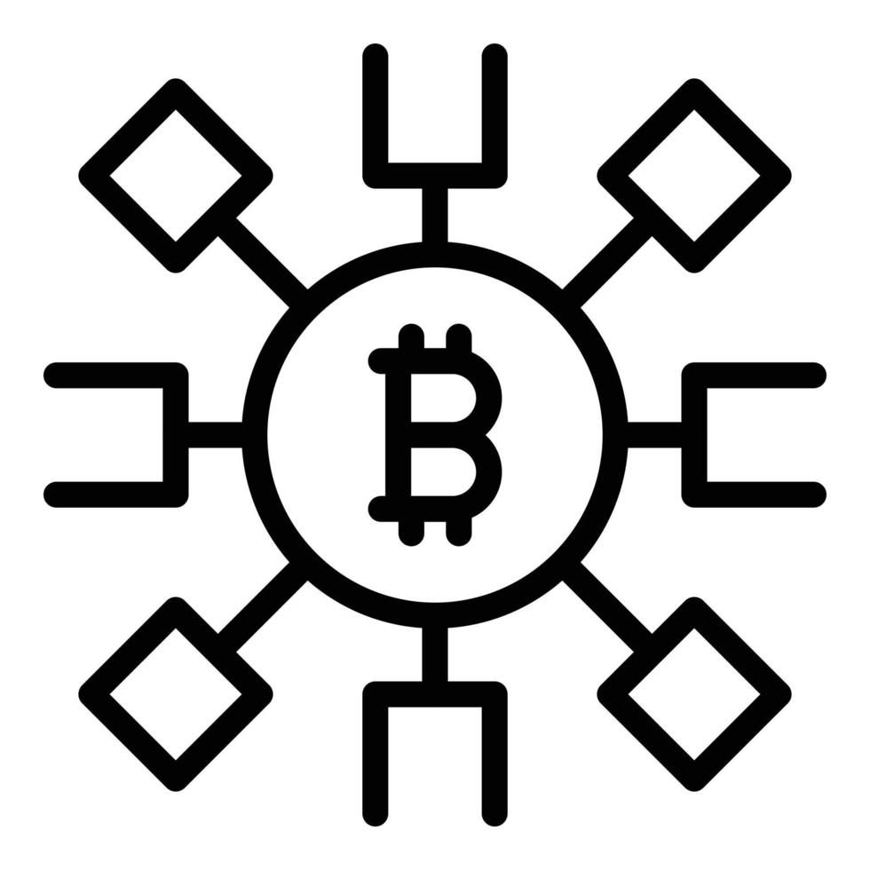 Bitcoin market icon, outline style vector