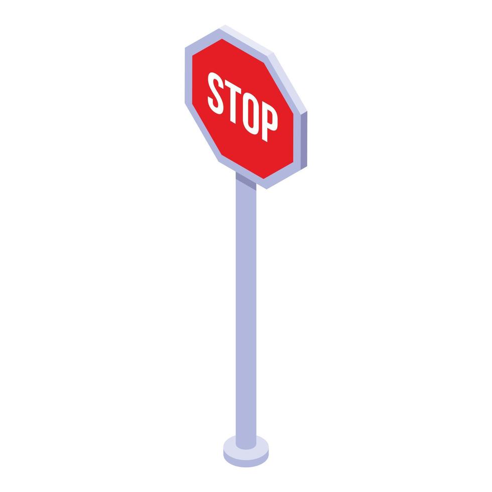 Stop and give way icon, isometric style vector