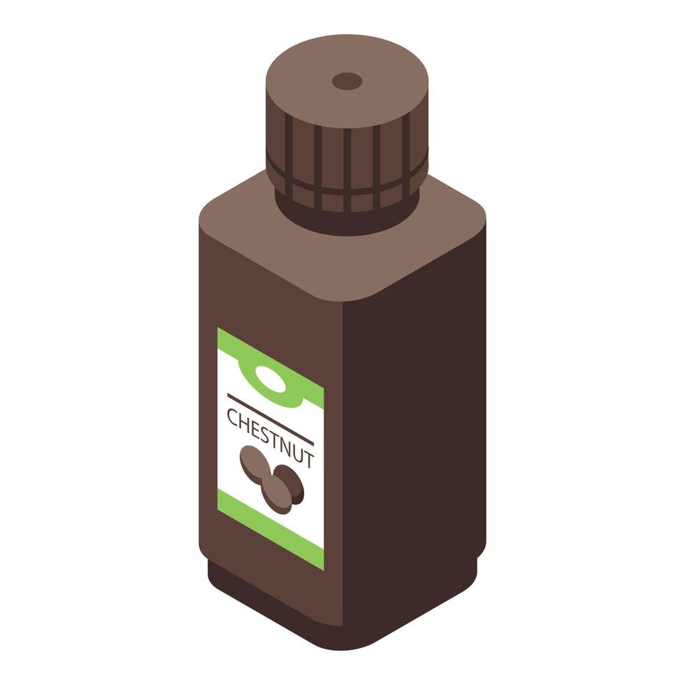 Chestnut oil bottle icon, isometric style vector