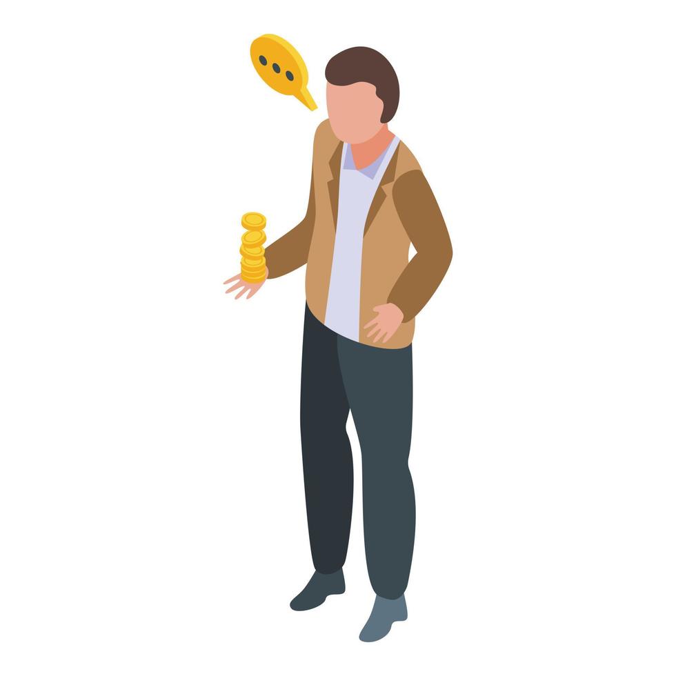 Agent money icon, isometric style vector